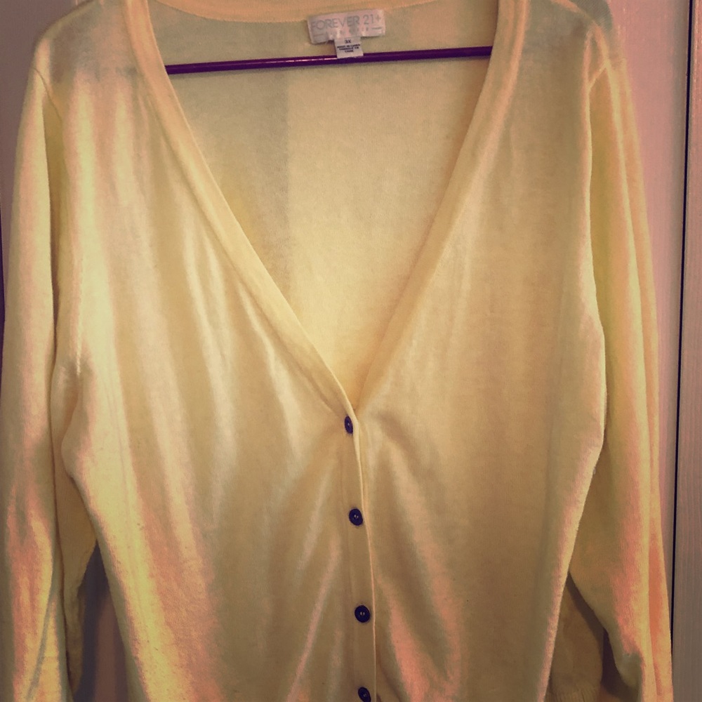 Yellow forever 21 plus cardigan